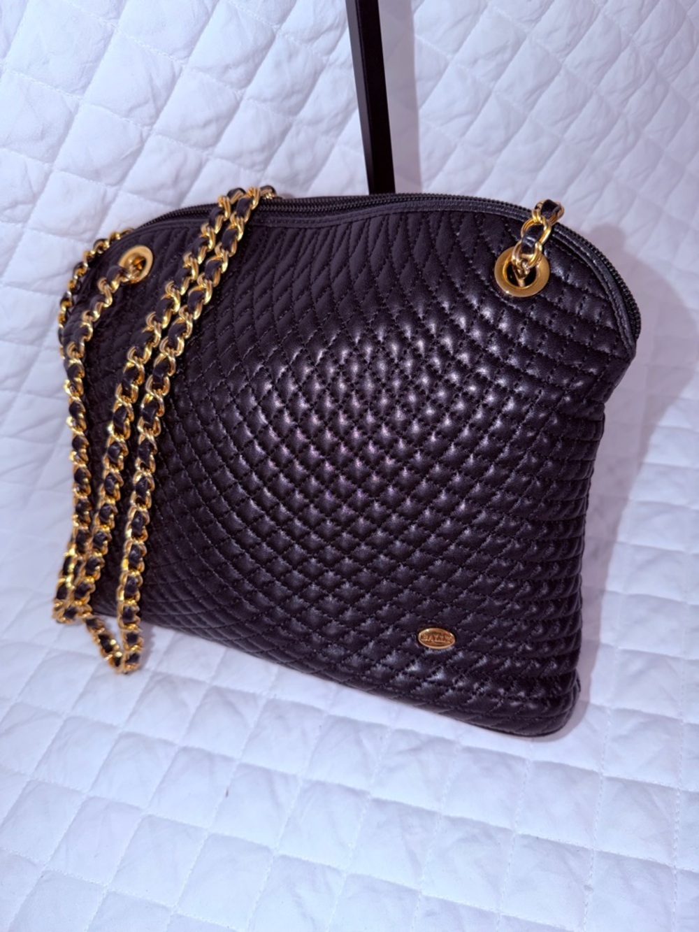 Bally Quilted Shoulder Bag with Gold Chain Strap